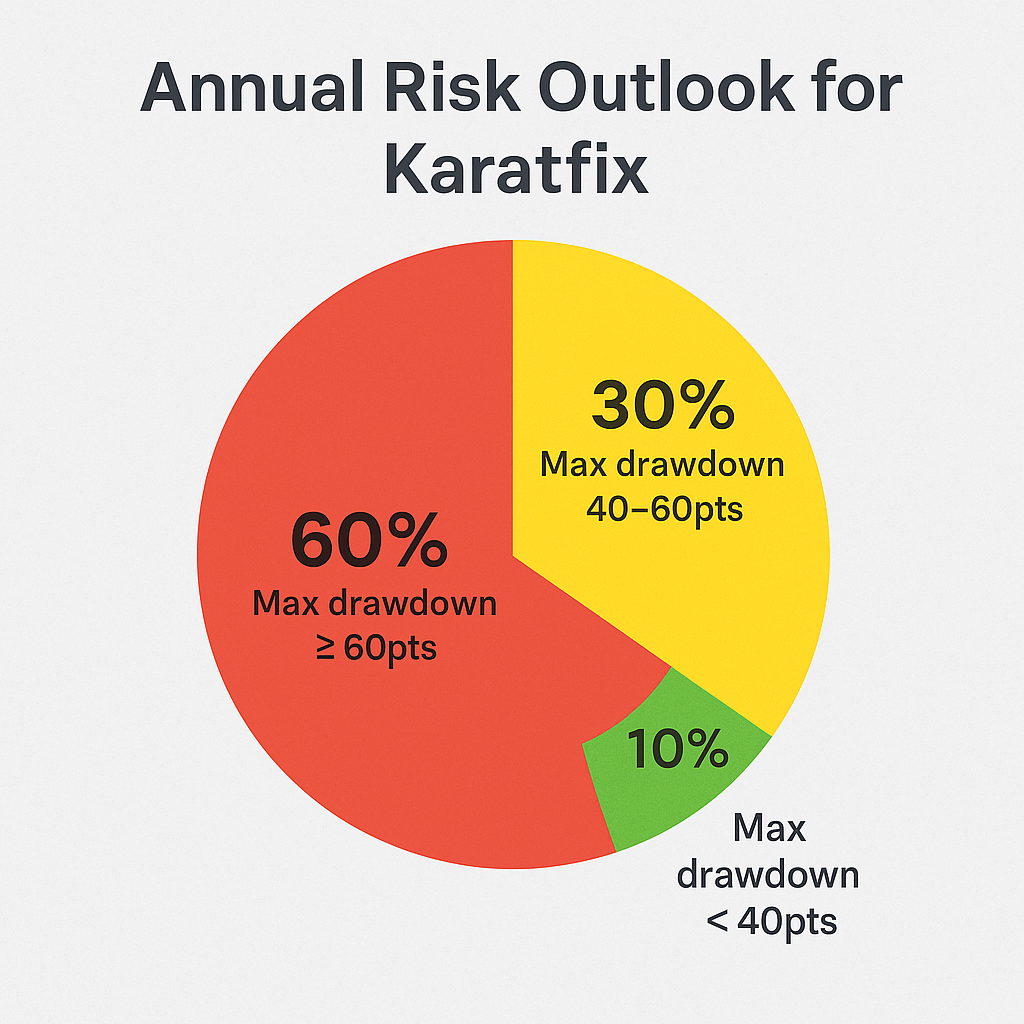 Annual risk overview for drawdowns on Karatfix tipster service.